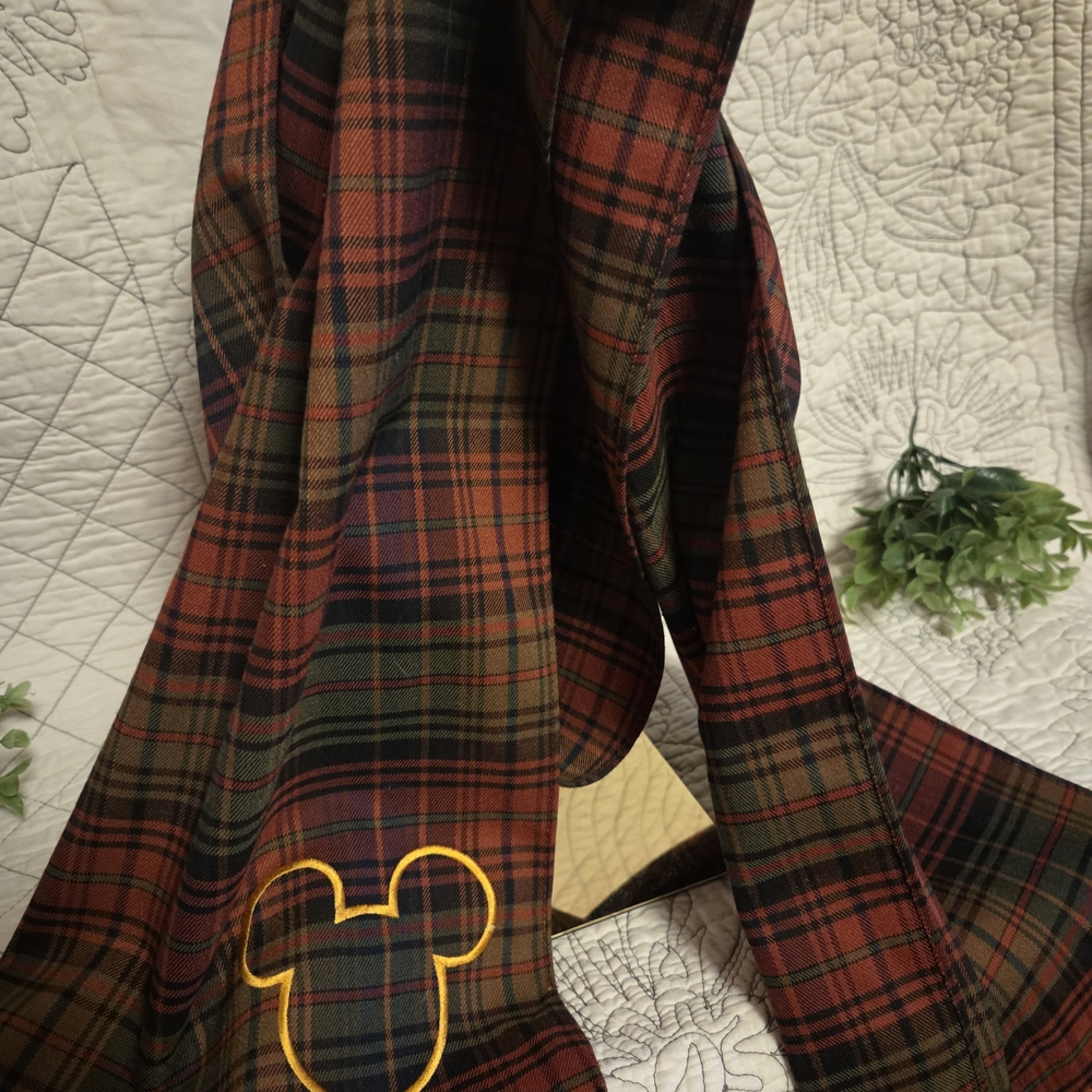Disney Parks Mickey Plaid Scarf Fringe Tartan Shawl Wrap Official Disney - Picture 1 of 8